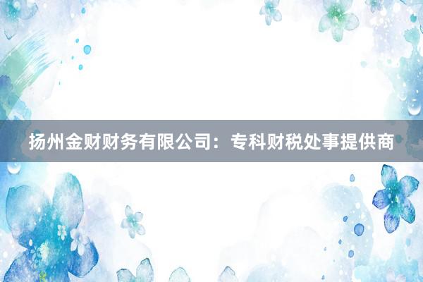 扬州金财财务有限公司：专科财税处事提供商